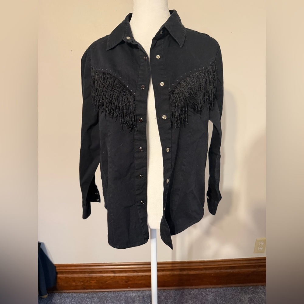 Vintage Black Fringe Western Shirt